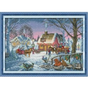 Сніжне містечко Набір для вишивання хрестиком з друкованою  схемою на тканині Joy Sunday FA145