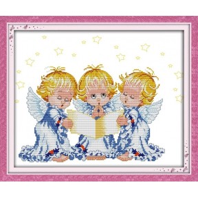 Ангели, що моляться Набір для вишивання хрестиком з друкованою  схемою на тканині Joy Sunday R380