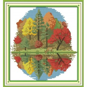 Чотири сезони-осінь Набір для вишивання хрестиком з друкованою  схемою на тканині Joy Sunday F622