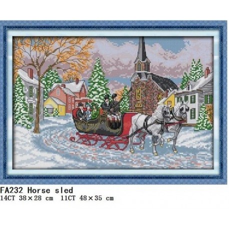 Зимняя корета Набор для вышивания крестом с печатной схемой на ткани Joy Sunday FA232