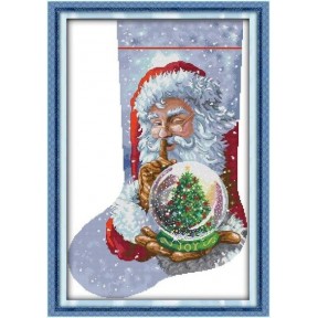 Сапожок Санта Клаус 4 Набор для вышивания крестиком с печатной схемой на ткани Joy Sunday KB176