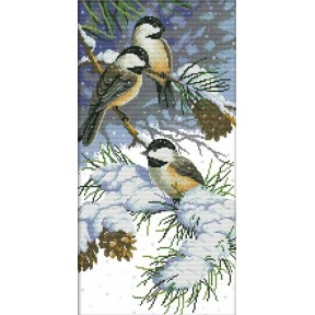 Птахи на гілці Набір для вишивання хрестиком з друкованою схемою на тканині Joy Sunday D666