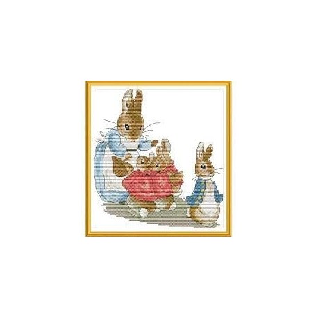 Семья кролика Питера Набор для вышивания крестиком с печатной