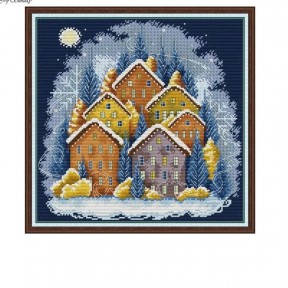Зимний красочный дом Набор для вышивания крестом с печатной схемой на ткани Joy Sunday FA373