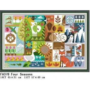 Чотири сезони Набір для вишивання хрестиком з друкованою  схемою на тканині Joy Sunday FA378