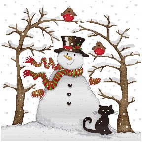 Снеговик 2 Набор для вышивания крестиком с печатной схемой на ткани Joy Sunday KB114