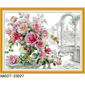 Роза в цвіту  Набір для вишивання хрестиком з друкованою  схемою на тканині Joy Sunday HA027