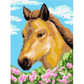 Лошадь в сиреневых кустах Набор для вышивания по канве с рисунком Quick Tapestry TH-02