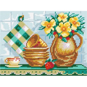 Натюрморт «Кувшин и прихватки» Набор для вышивания по канве с рисунком Quick Tapestry TH-03