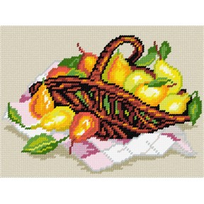 Натюрморт «Груши в корзине» Набор для вышивания по канве с рисунком Quick Tapestry TH-04