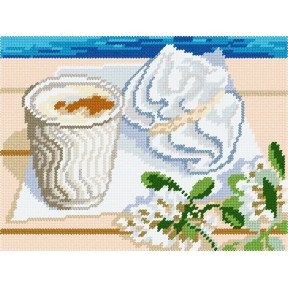 Ранкова кава Набір для вишивання на канві з малюнком Quick