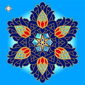 ПС-018 Royal Sapphire Damask .  ТМ Миледи. Схема для вышивки бисером декоративной подушки Міледі