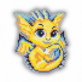 Дракоша синьо-жовта. Дитячий магніт Набір в алмазній техніці АртСоло АТМ93