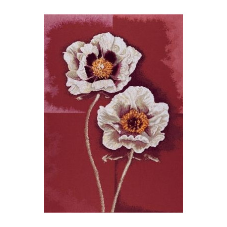 Набір для вишивання Lanarte L34853 Білі квіти на червоному тлі
