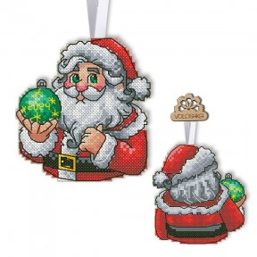 Санта Клаус Новорічна іграшка для вишивання хрестиком на пластиковій канві VOLOSHKA VPC_046