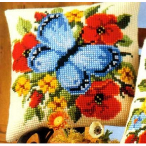 Набір для вишивки подушки Vervaco 1200/644 Блакитна метелик