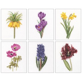 Набір для вишивання хрестиком Six Floral Studies Linen Thea Gouverneur 3083