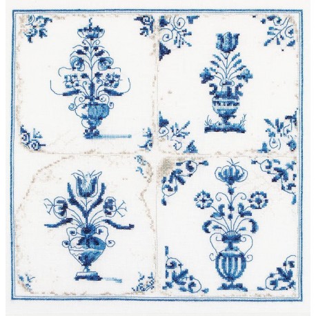 Набор для вышивки крестом Antique Tiles. Flower Vases Linen Thea Gouverneur 483