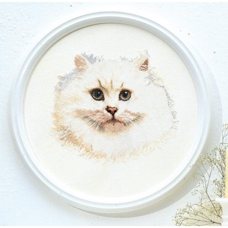 Набір для вишивання хрестиком White Persian Cat Linen Thea