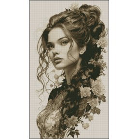 Дівчина з квітами у волоссі Електронна схема для вишивання
