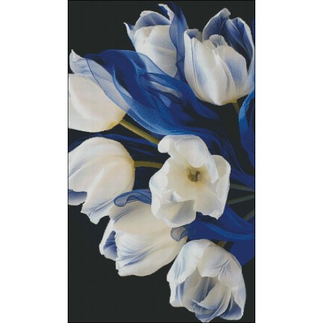 Сім білих тюльпанів Електронна схема для вишивання хрестиком ТМ Інна Холодна КВ-0066ИХ