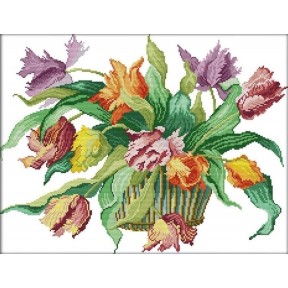 Тюльпани Набір для вишивання хрестиком з друкованою  схемою на тканині Joy Sunday H413