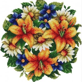 Хай цвітуть Лілії Набір для вишивання хрестиком з друкованою  схемою на тканині Joy Sunday H419