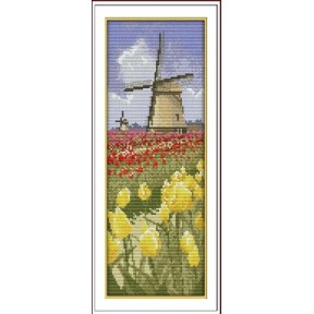 Голландская ветряная мельница Набор для вышивания крестом с печатной схемой на ткани Joy Sunday F217JS