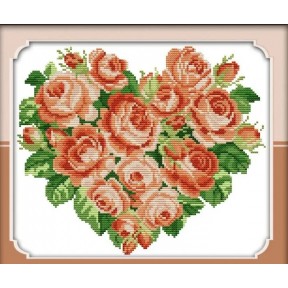 Троянди. Серце(1) Набір для вишивання хрестиком з друкованою  схемою на тканині Joy Sunda H014-1JS