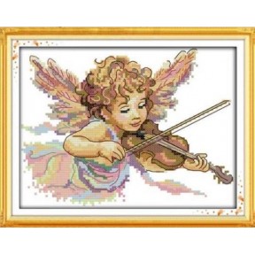 Ангел со скрипкой Набор для вышивания крестом с печатной схемой на ткани Joy Sunday RA134