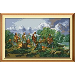 Иисус и его ученики Набор для вышивания крестом с печатной схемой на ткани Joy Sunday R236
