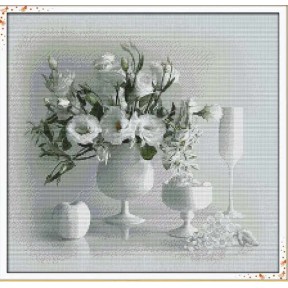 Біла ваза  Набір для вишивання хрестиком з друкованою  схемою на тканині Joy Sunday H328JS
