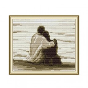 Влюбленные на пляже Набор для вышивания крестом с печатной схемой на ткани Joy Sunday RA444