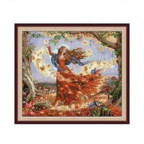 Осенняя фея Набор для вышивания крестом с печатной схемой на ткани Joy Sunday RA588