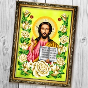 Ісус Христос Вседержитель у квітах Схема для вишивання бісером Biser-Art A680ба