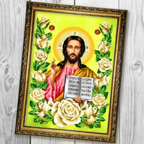 Иисус Христос Вседержитель в цветах Схема для вышивки бисером Biser-Art A680ба