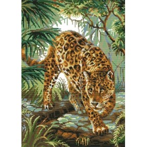 Леопард в джунглях Набор для вышивания крестом с печатной схемой на ткани Joy Sunday DA266