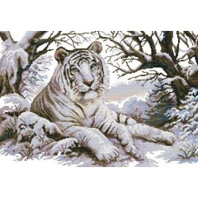 Белый тигр Набор для вышивания крестом с печатной схемой на ткани Joy Sunday DA335