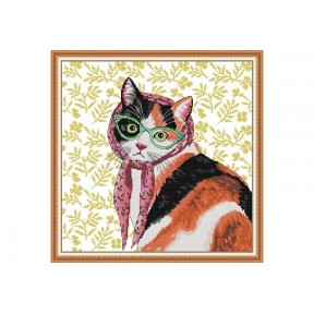 Мама-кошка Набор для вышивания крестом с печатной схемой на ткани Joy Sunday DA694