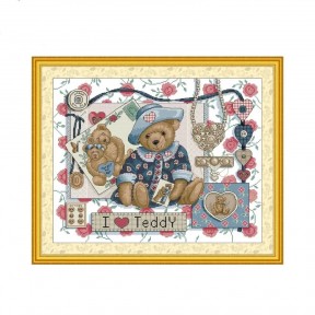Я люблю Тедди Набор для вышивания крестом с печатной схемой на ткани Joy Sunday DA893