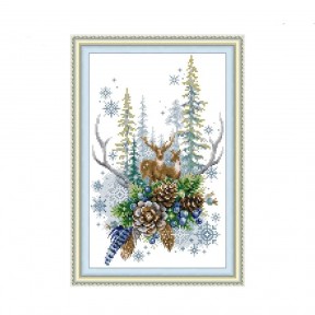Дух зимового лісу Набір для вишивання хрестиком з друкованою схемою на тканині Joy Sunday DA919