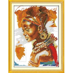 Африканская женщина Набор для вышивания крестом с печатной схемой на ткани Joy Sunday R659
