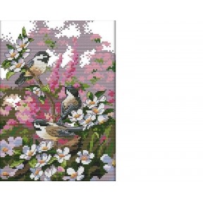 Три пташечки  Набір для вишивання хрестиком з друкованою  схемою на тканині Joy Sunday D514