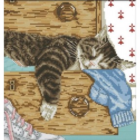 Милий котик  Набір для вишивання хрестиком з друкованою  схемою на тканині Joy Sunday D132