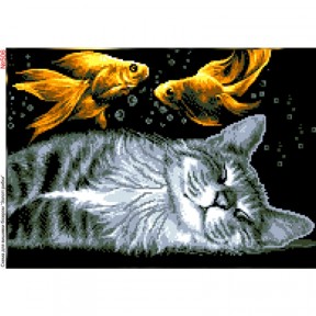 Кіт та золоті рибки Схема для вишивки бісером Biser-Art 506ба