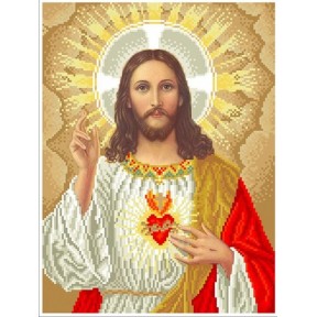 Сердце Иисуса Канва с нанесенным рисунком для вышивания бисером Солес СІ-02-СХ