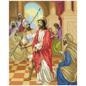 Ісуса засуджують на смерть  Канва з нанесеним малюнком для вишивання бісером Солес ХД-01-СХ