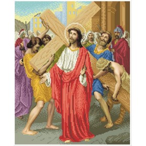 Ісус бере на себе хрест  Канва з нанесеним малюнком для вишивання бісером Солес ХД-02-СХ