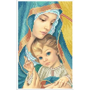Мадонна с ребенком в синем (малая) Канва с нанесенным рисунком для вышивания бисером Солес МДС-м-СХ
