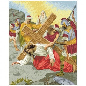 Ісус вдруге падає під тягарем хреста Канва з нанесеним малюнком для вишивання бісером БС Солес ХД-07-СХ